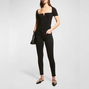 7 For All Mankind 7FAM The Slim Cigarette black sateen denim pants Sz 29